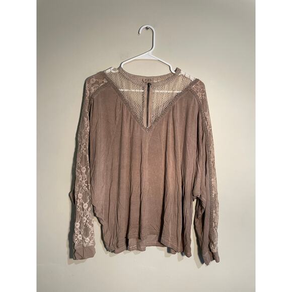 Pol Adley Lace Quarter Zip Bohemian Top Size Medium - Picture 1 of 10